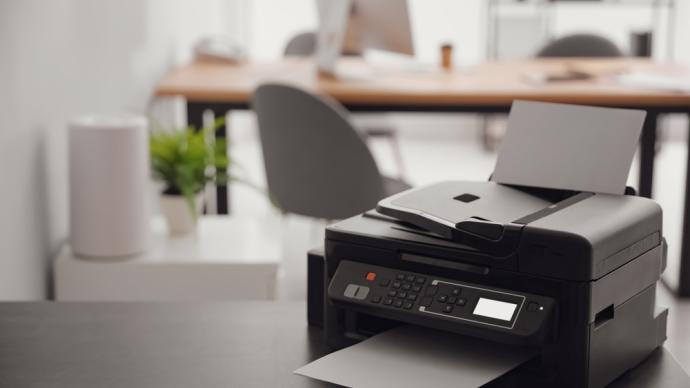 Black printer on a table